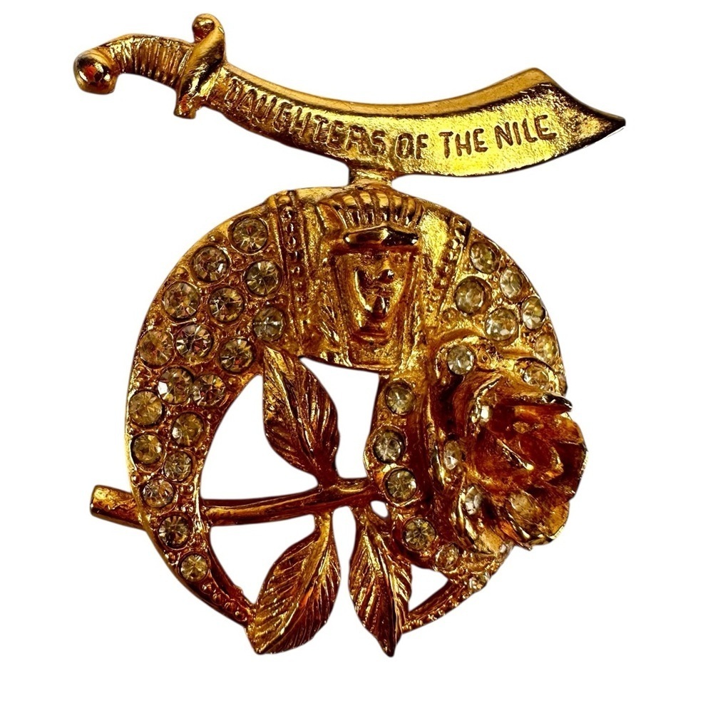 Daughters of the Nile Brooch Pin | Masonic | Gold Tone 1 5/8" Shriner Lapel Pin - Picture 3 of 7
